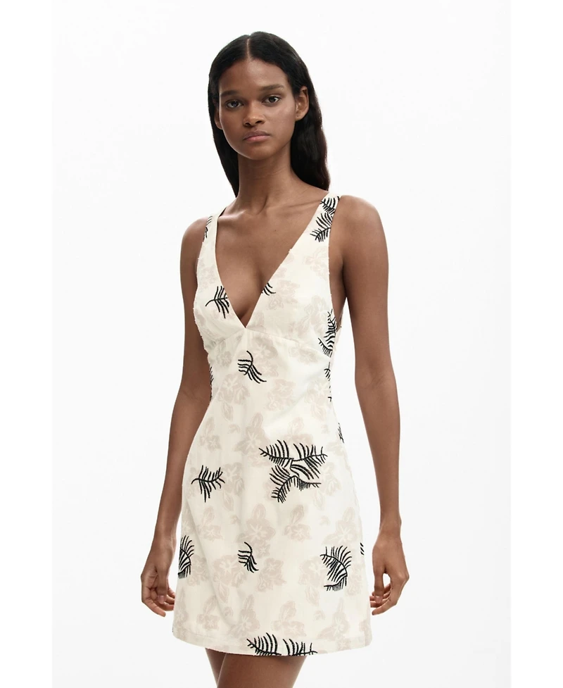 Desigual Women's Embroidered Strap Dress With Branches