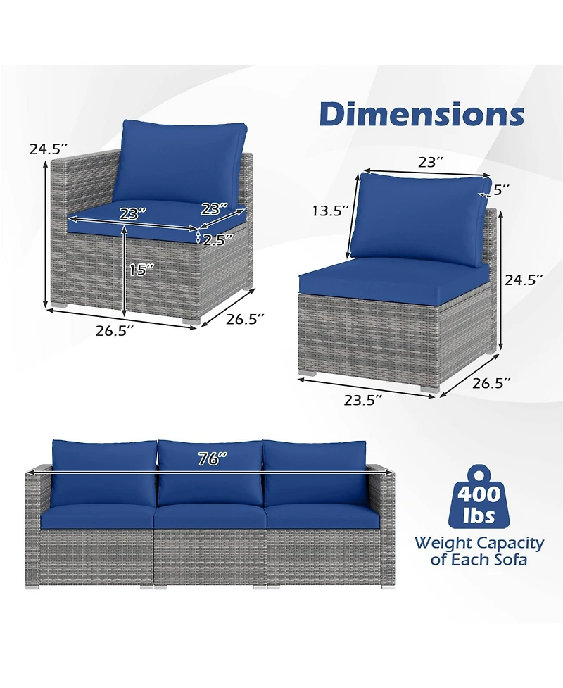 Gouun 3-Piece Modular Patio Sectional Sofa Set with Removable Cushions