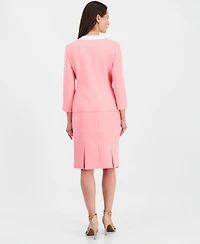 Le Suit Women's Jewel-Neck Framed Jacket & Box-Pleat Pencil Skirt