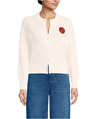 Lands' End Women's Cotton Embellished Cardigan Sweater