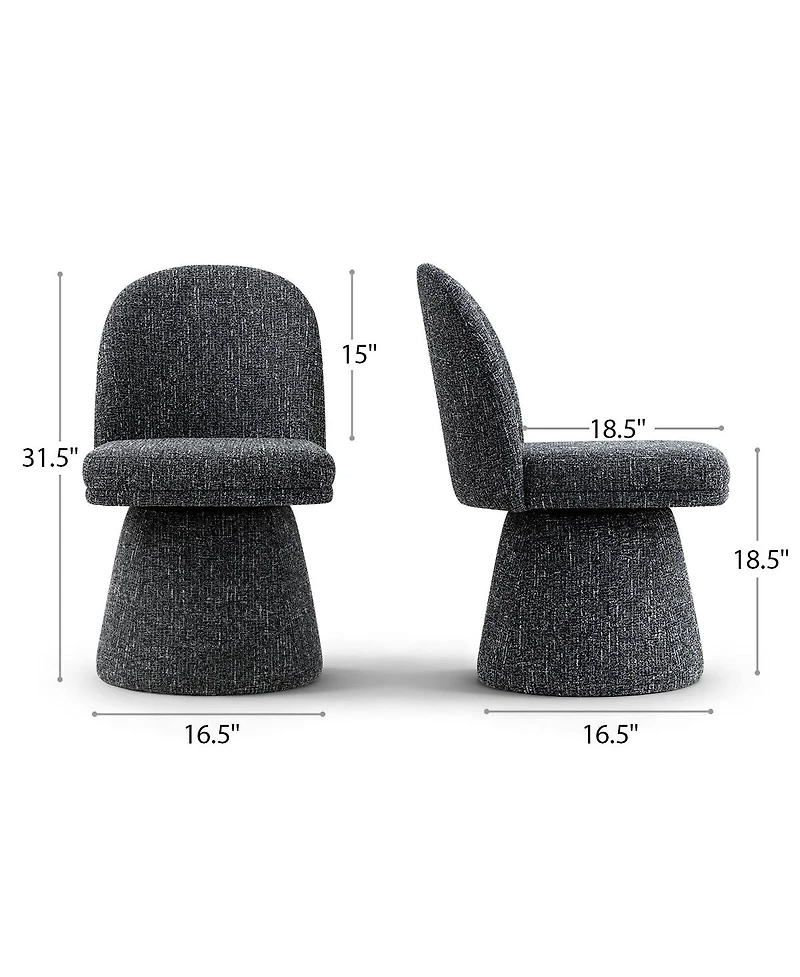Maison Boucle Textured Upholstered Swivel Dining Side Chair, Armless 1 Piece