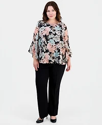Kasper Plus Printed Clip Dot Blouse
