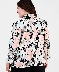 Kasper Plus Printed Two-Button Blazer