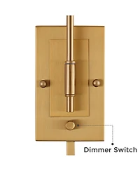 Cartwright Modern Swing Arm Wall Lamp Warm Antique Brass Plug-In Light Fixture Beige Linen Tapered Cylinder Shade for Bedroom Bedside House Reading Li