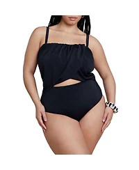 Eloquii Women's Crossover Strapless One Piece