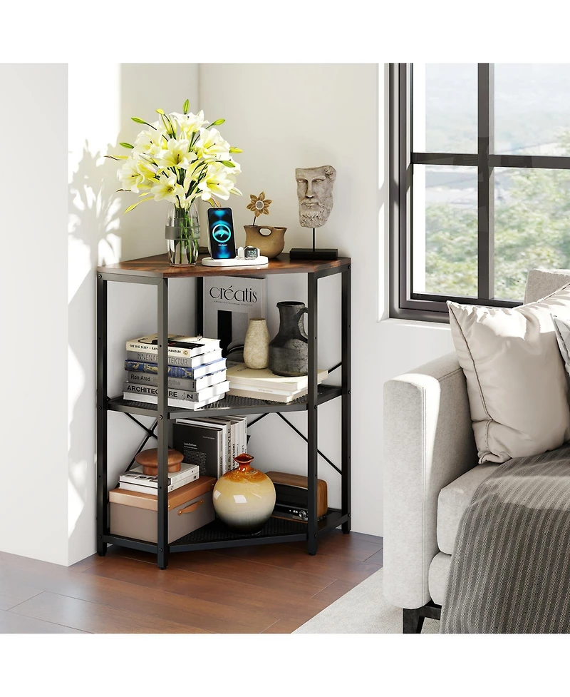 Sugift Corner Printer Stand with Power Outlet and Adjustable Shelf