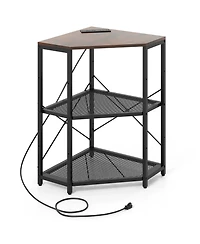 Sugift Corner Printer Stand with Power Outlet and Adjustable Shelf
