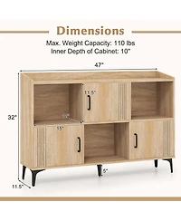 Sugift Sideboard Storage Cabinet with Doors and Open Compartments