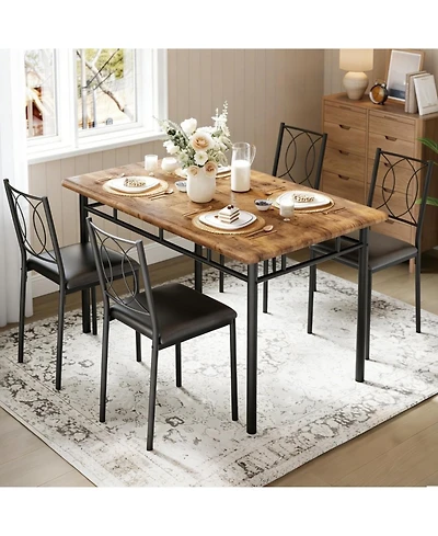 gaomon Dining Table Set for 4, Small Kitchen with Upholstered Chairs, Farmhouse Wood Chairs Room, Spaces