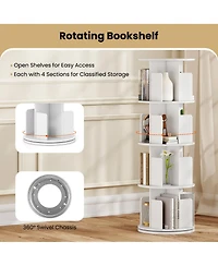 Sugift Four Tier Rotating Bookshelf with Dividers and Safety Baffles