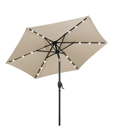 Sugift 7.5 ft Solar Powered Patio Umbrella with Led Lights and Crank