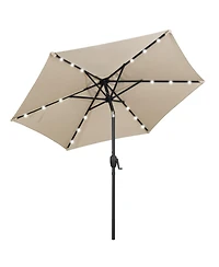 Sugift 7.5 ft Solar Powered Patio Umbrella with Led Lights and Crank