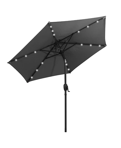 Sugift 7.5 ft Solar Powered Patio Umbrella with Led Lights and Crank