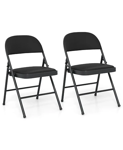 Gouun Padded Folding Chairs 2-Pack with Reinforced Metal Frame