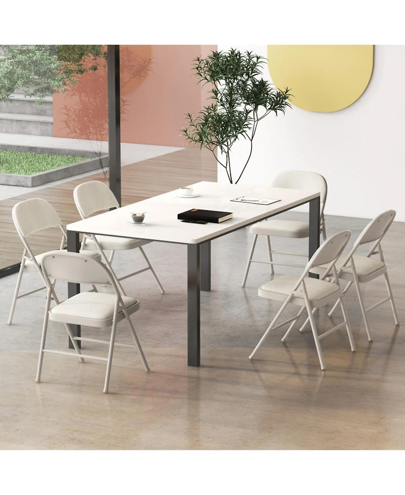Gouun Foldable Padded Chair Set of 6 with Fabric Backrest and Metal Frame