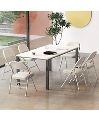 Gouun Foldable Padded Chair Set of 6 with Fabric Backrest and Metal Frame
