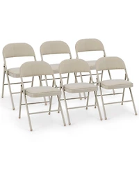Gouun Foldable Padded Chair Set of 6 with Fabric Backrest and Metal Frame