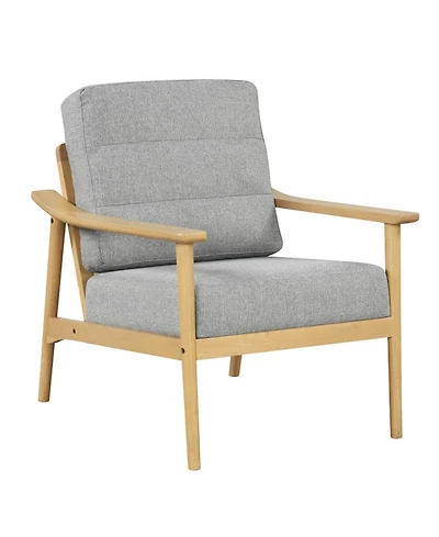 Gouun Modern Accent Chair with Rubber Wood Armrests and Legs