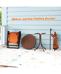 Sugift 4 Pieces Kids Picnic Set with 2 Folding Chairs and Height Adjustable Umbrella