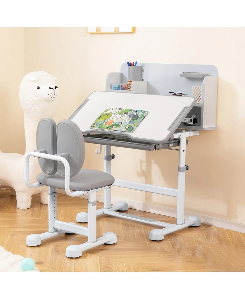 Sugift Kid's Study Desk and with Tilt Desktop and Pen Holder