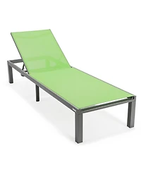 LeisureMod Marlin Patio Chaise Lounge Chair With Aluminum Frame, Set of 2