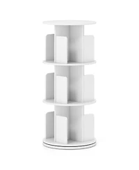 Sugift Three Tier Rotating Bookshelf with Dividers and Safety Baffles
