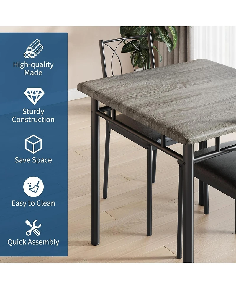 gaomon Dining Table Set for 2, Small Kitchen Table with Upholstered Chairs, Farmhouse Wood Dining Table Chairs for Kitchen Room, Small Spaces