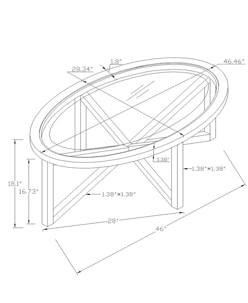 sumyeg Modern Round Tempered Glass Outdoor Coffee Table with Solid Wood Base