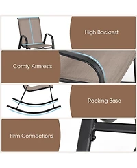 Gymax Set of 2 Metal Rocking Chair Heavy-Duty Rocker Outdoor Anti-Slip Patio