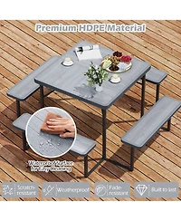 Sugift Square Outdoor Picnic Table Bench Set for Four to Eight People