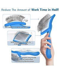 Aronkl Dog Slicker Brush Grooming Kit Long Hair Detangles Mats Shedding Wooden Handle Combs