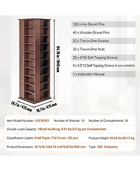 Sugift Media Storage Cabinet, Rotating Tower, Holds 1040 CDs, Espresso Finish