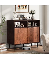 gaomon Farmhouse Sideboard Buffet Cabinet with Storage, Wood Kitchen Cabinet with Open Shelves
