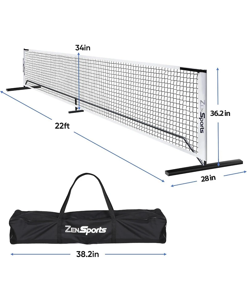 Zeny Portable Pickleball Net Set System with Metal Frame and 22FT Regulation Size Pickball Net with Carry Bag