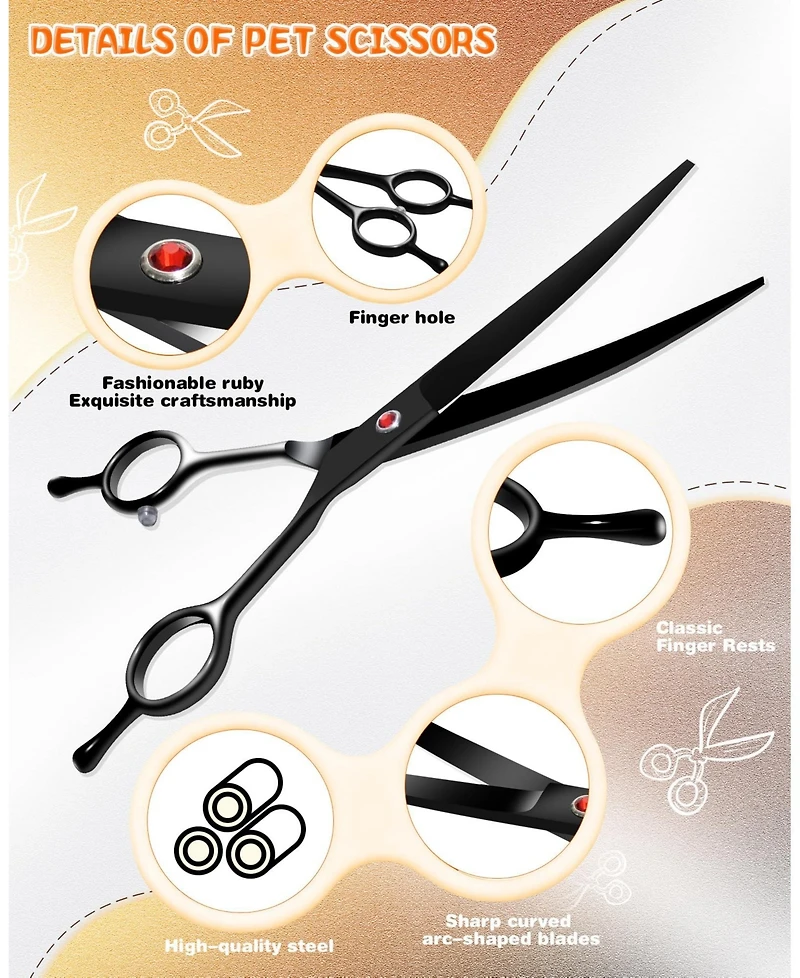 Aronkl Professional Dog Grooming Scissors Set with Nail Clippers Comb for Dogs Cats