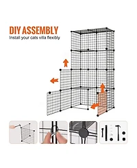 Zeus & Ruta Large 4 Tier Cat Cage with Detachable Metal Wire, Litter Box, Hammock, Ramp, Indoor Outdoor Crate for Kittens