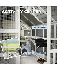 Zeus & Ruta Wooden Catio Outdoor Cat Enclosure with Waterproof Cover, 2 Condos, 6 Platforms, Bridge, Doors