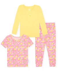 Max & Olivia Toddler Girls' 12M-5T Round Neck Top and Printed Pants, 3-Piece Set