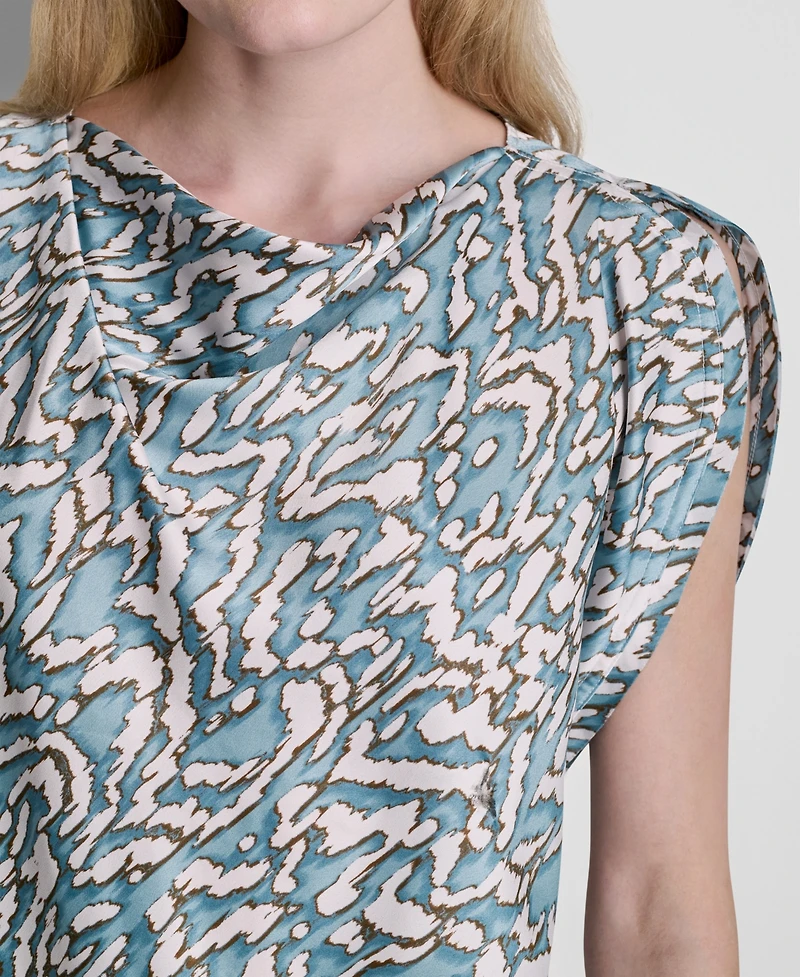 Dkny Women's Printed Cowl Neck Blouse
