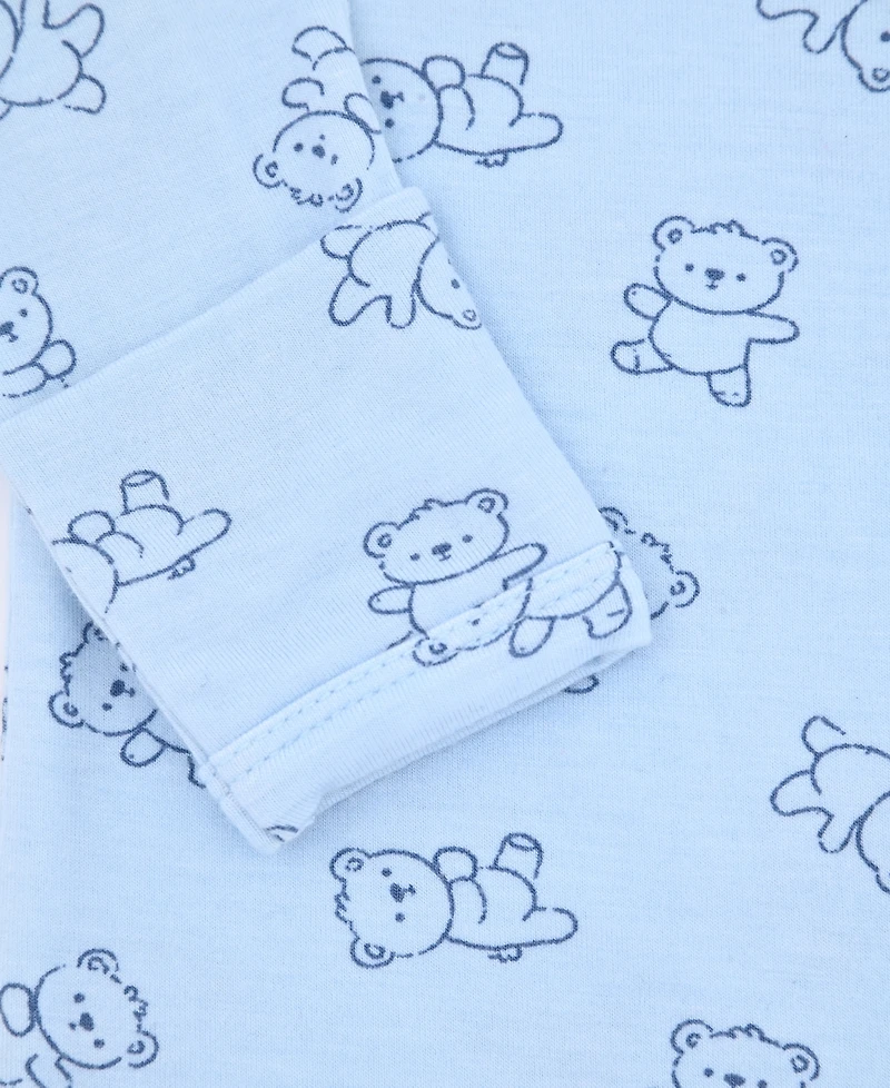 Max & Olivia Baby Boys' Bear Long-Sleeve Gown and Hat, 2-Piece Set