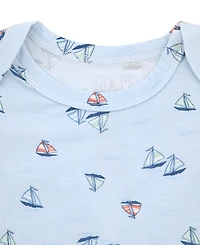 Max & Olivia Baby Boys' Sail Boat Round Neck Gown and Hat, 2-Piece Set