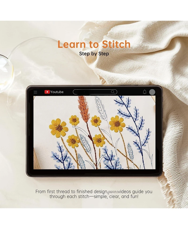 Gnuadz 5 Pack Beginner Embroidery Kit Adults Floral Patterns Hoop Threads Tools