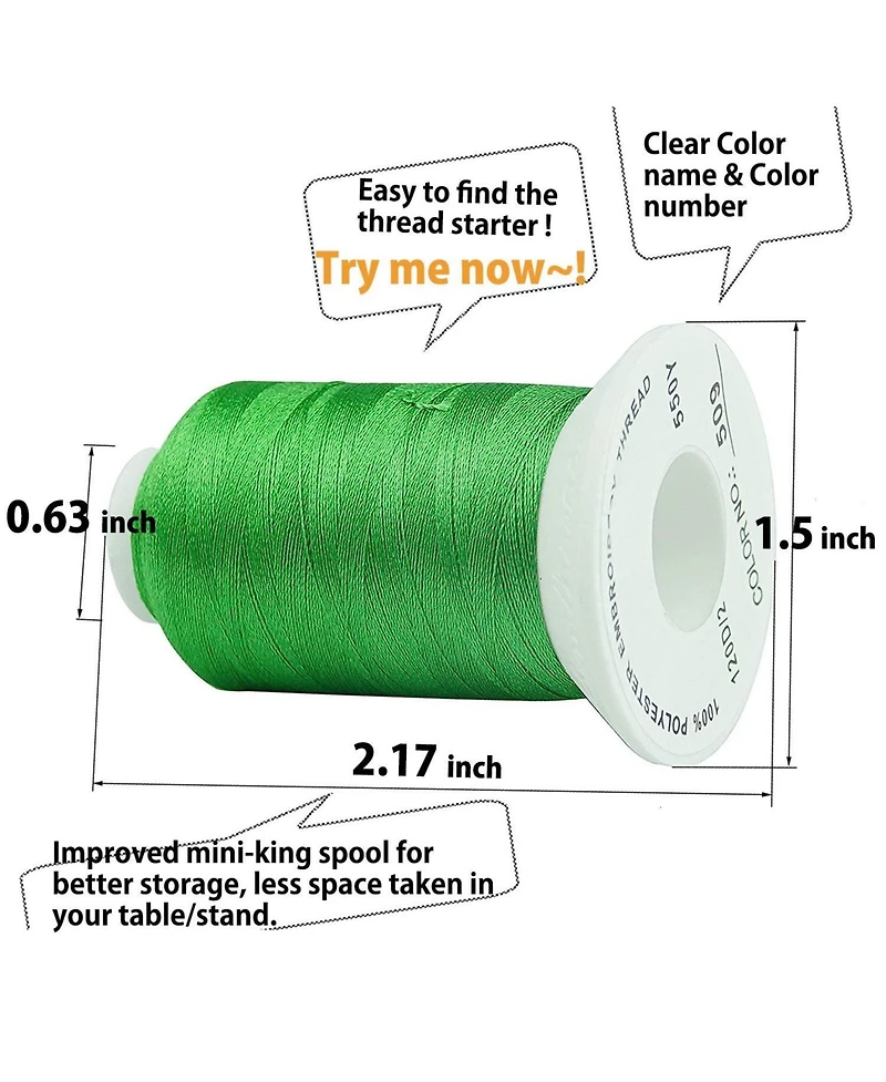 Gnuadz Polyester Embroidery Thread Kit 63 Colors for Brother Babylock Janome Singer Pfaff Husqvarna Bernina Sewing Machines