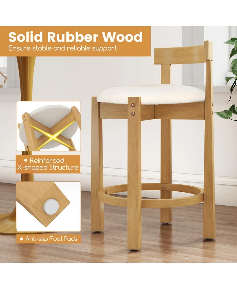 Gouun 24 in Velvet Upholstered Counter Height Bar Stools Set of 4