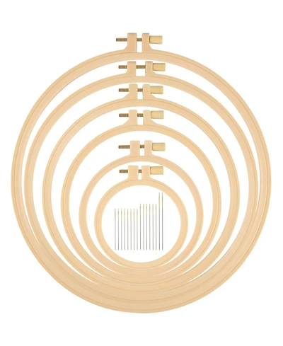 Gnuadz Burlywood Embroidery Hoops Plastic Round Cross Stitch Craft Sewing Frames 6 Sizes 3.6-10.7 Inch 16pcs