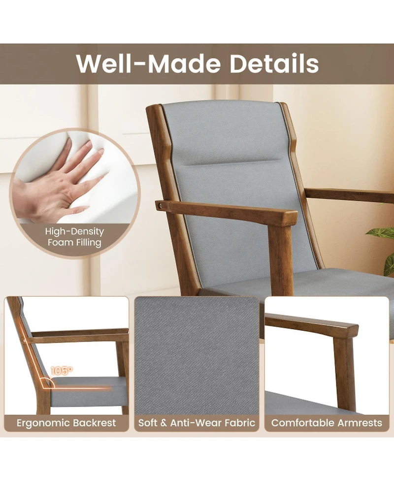 Gouun High-Back Wooden Accent Chairs Set of 2 with Padded Cushions