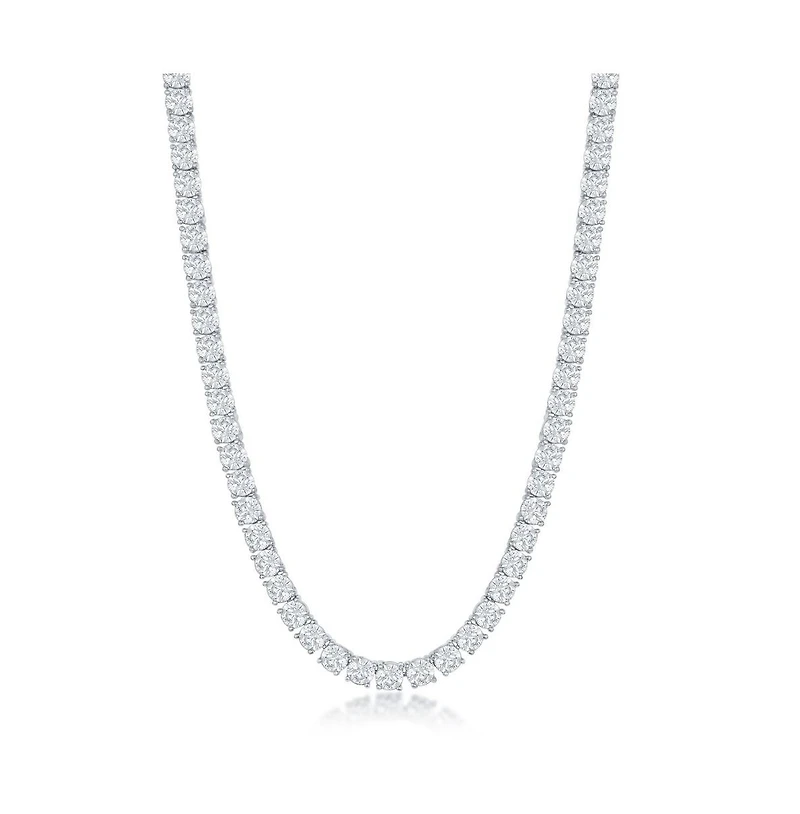 Metallo Stainless Steel, Round Cz Tennis Necklace