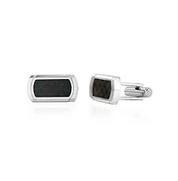 Metallo Stainless Steel, Silver Carbon Fiber Cufflinks