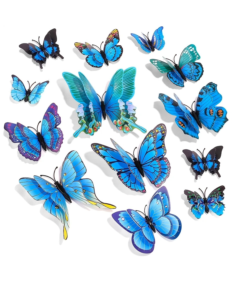 Gnuadz 24pcs 3D Butterfly Wall Decor Double Layer Decal Party Decoration