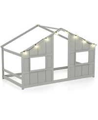 Sugift House Bed Montessori Floor Bed with Led Lights